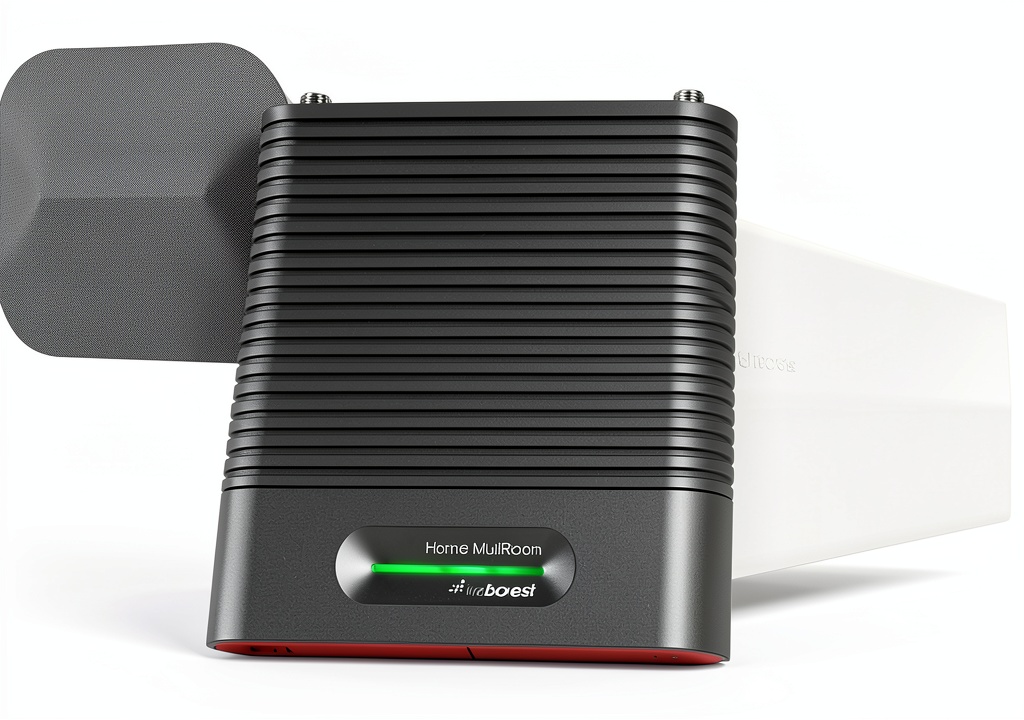 Installing weBoost Home MultiRoom Cell Phone Signal Booster Kit on a wooden desk